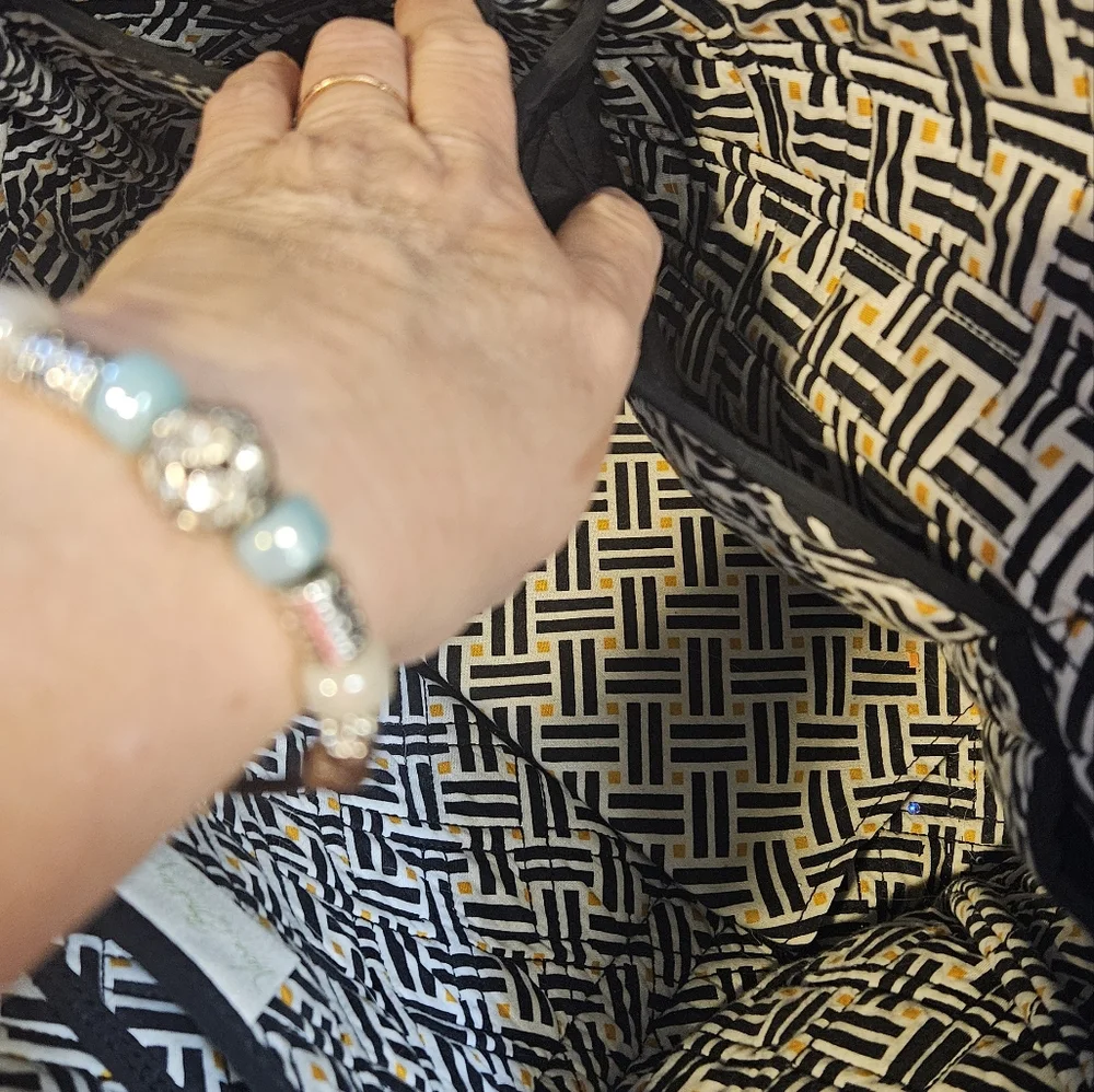 Vera Bradley Black Quilted Tote Bag - Picture 6 of 10